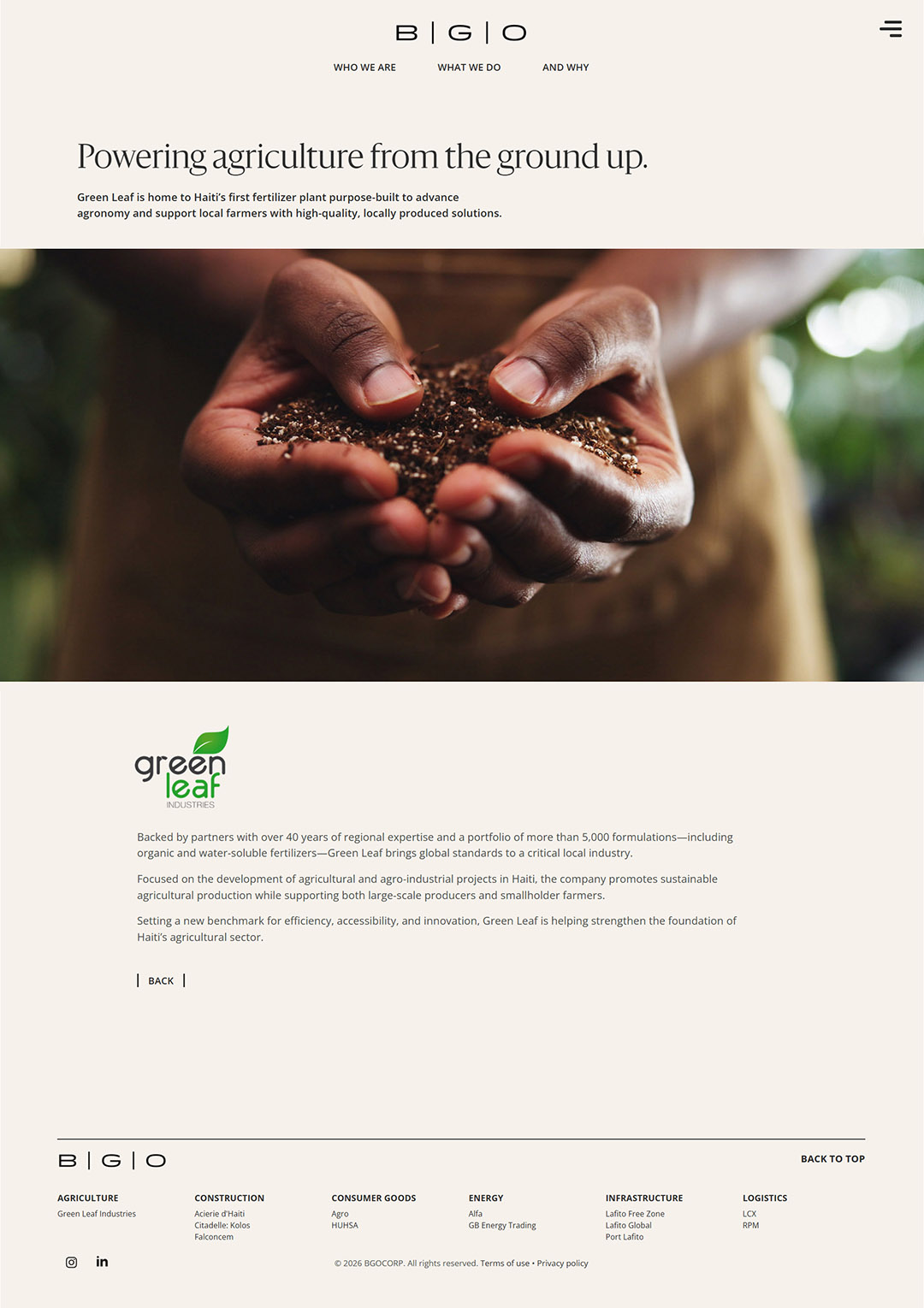 BGO Corp website design