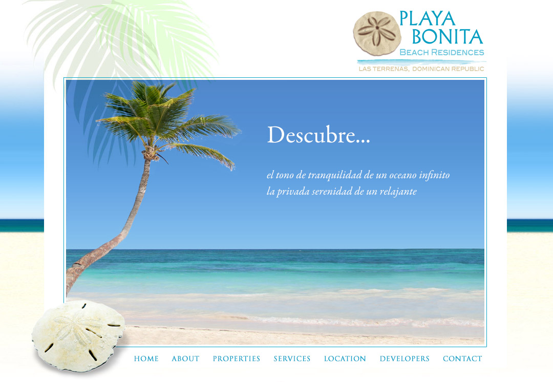 Pantalla del website Playa Bonita diseñado por Grupo Interactivo
