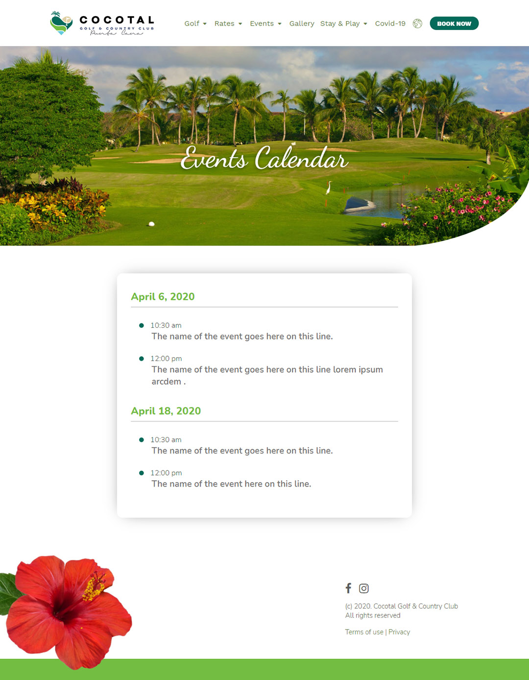 Cocotal Golf - Diseño de website