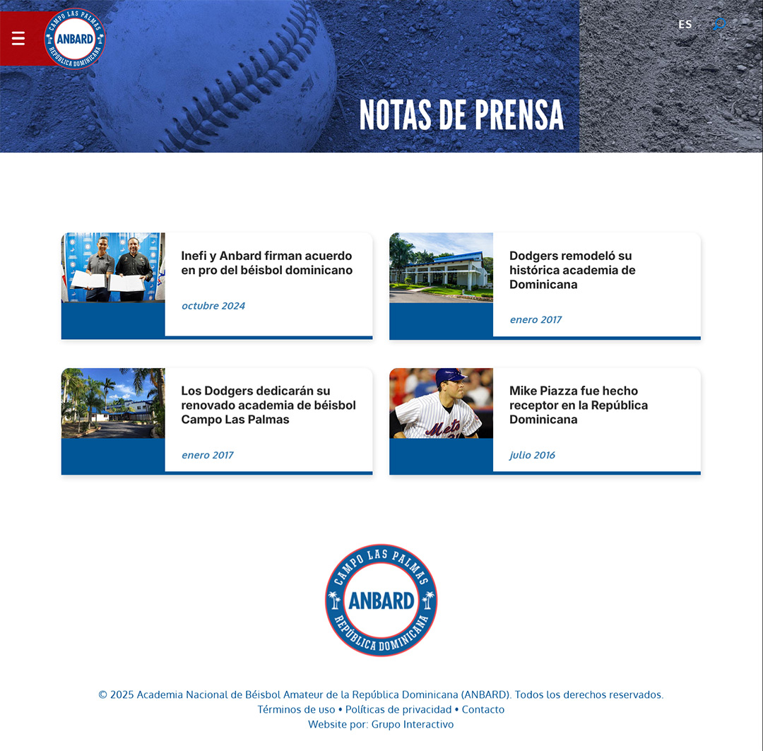 Academia Nacional de Béisbol Amateur de la República Dominicana (ANBARD) - Dodgers